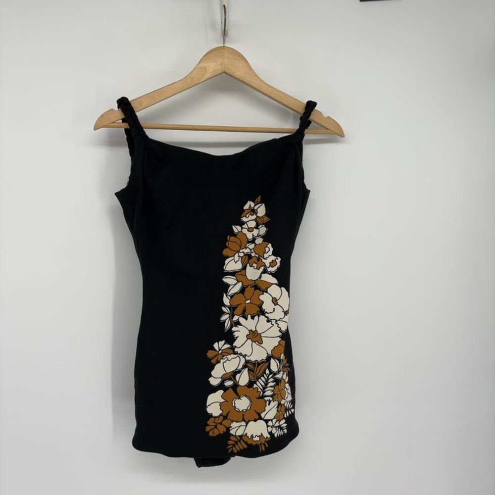 Rose Marie Reid Nylon Swimsuit w/ Polynesian Floral